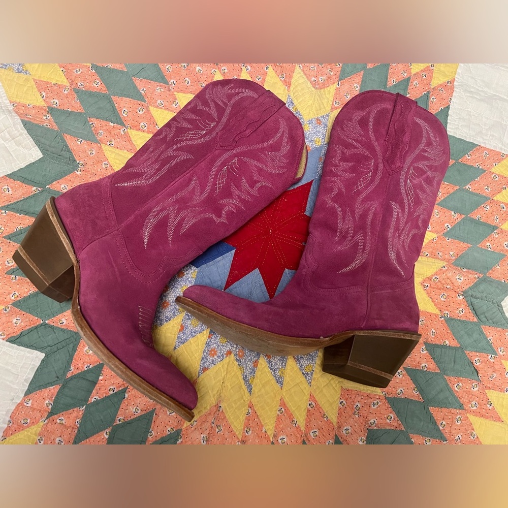 Idyllwind Western Cowboy Boots Sz 10 Pink Suede Festival Boho Party Holiday